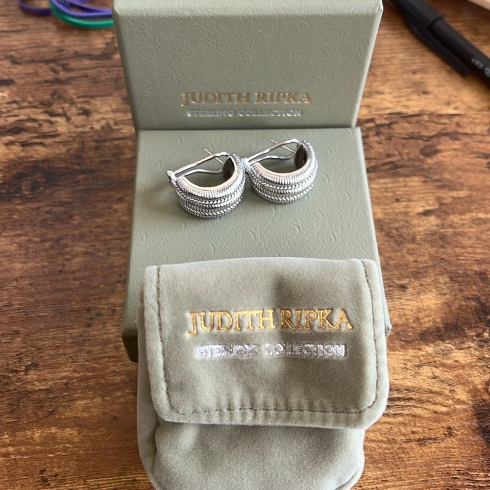 Judith Ripka Sterling Hoop Pierced Earrings